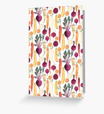 Autumn Vegetables Pattern on White background Greeting Card