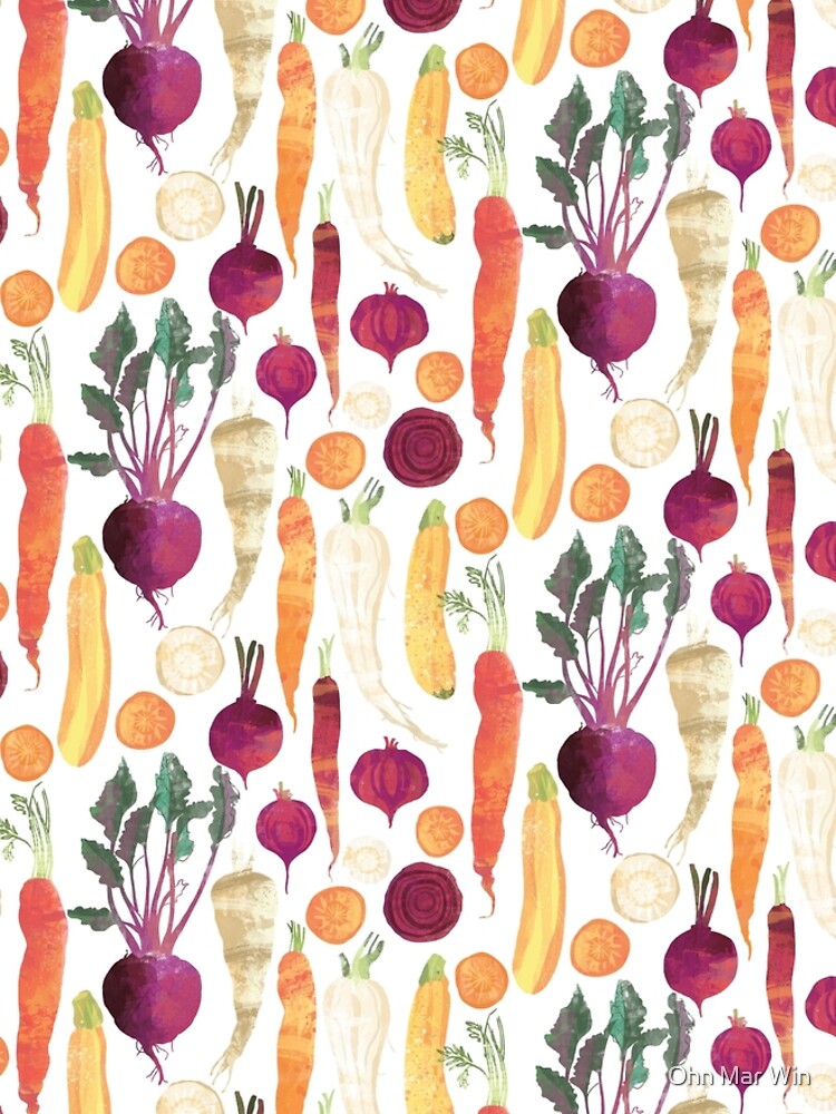 Autumn Vegetables Pattern on White background by ohnmarwin