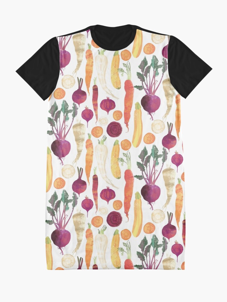 Alternate view of Autumn Vegetables Pattern on White background Graphic T-Shirt Dress