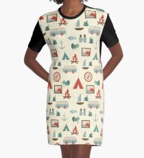 Einfaches abstraktes nahtloses touristisches Muster T-Shirt Kleid