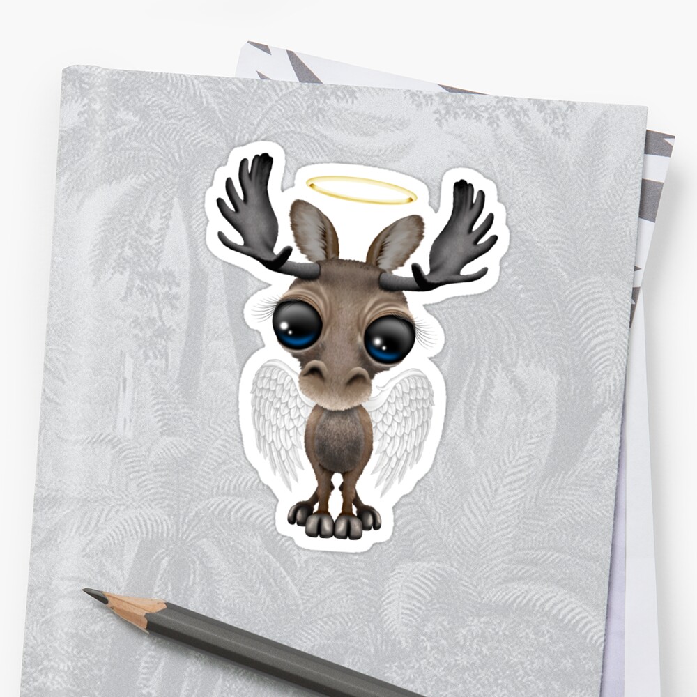 Cute Baby Moose Angel Stickers By Jeff Bartels Redbubble