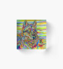 Colorful Psychedelic Rainbow Wolf Acrylic Block
