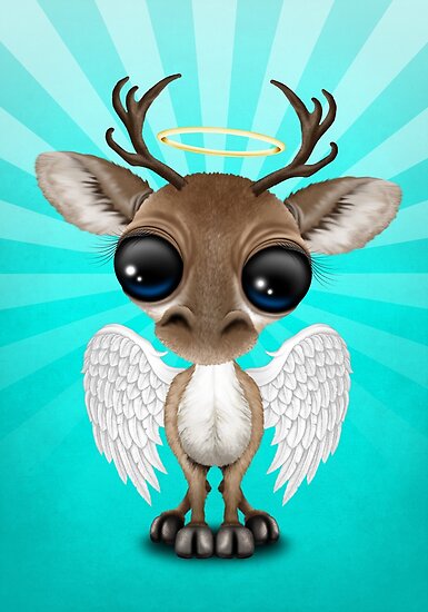 Cute Baby Reindeer Angel Posters By Jeff Bartels Redbubble