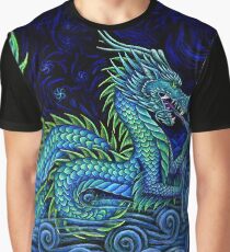 Camiseta gráfica Dragón chino azul