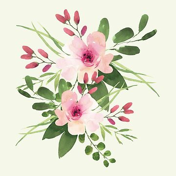 Watercolor Floral Painting, Flower Print, Transparent Watercolor