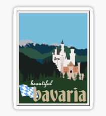 Beautiful Bavaria Vintage Travel Poster - Neuschwanstein Castle Sticker