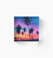 Tropical Palm Tree Sunset Acrylic Block