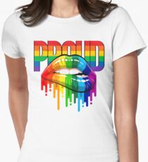 proud Rainbow Lips Pride Women's Fitted T-Shirt