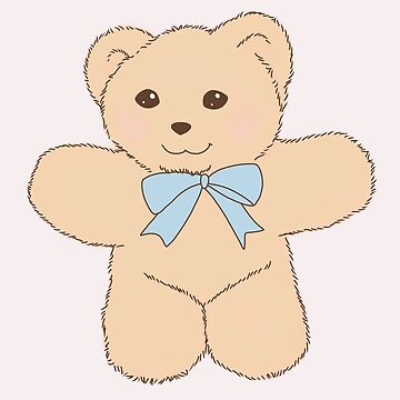 teddy bear ribbon coquette dollette cream blue | Poster