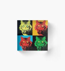 CAT POP ART YELLOW RED GREEN Acrylic Block