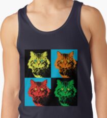 CAT POP ART YELLOW RED GREEN Tank Top