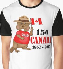 Proudly Canadian Beaver 150 Anniversary Graphic T-Shirt