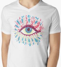 Weird Blue Psychedelic Eye Men's V-Neck T-Shirt