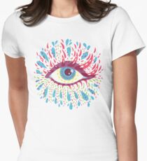 Weird Blue Psychedelic Eye Women's Fitted T-Shirt