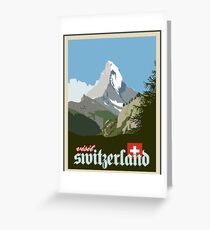 Besuchen Sie die Schweiz Vintage Travel Poster Grafik Grußkarte