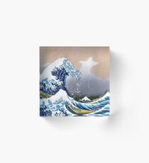 Große Welle aus Kanagawa von Hokusai Wandteppich Vektorisierte HD-Qualität (Klicken Sie auf Artist Notes) Acrylblock