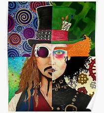 Johnny Depp Zeichen-Collage Poster
