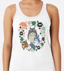 My Neighbor Totoro Wreath - Anime, Catbus, Soot Sprite, Blue Totoro, White Totoro, Mustard, Ochre, Umbrella, Manga, Hayao Miyazaki, Studio Ghibl Racerback Tank Top
