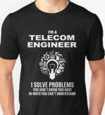 TELECOM ENGINEER - SOLVE PROBLEMS WHITE Slim Fit T-Shirt