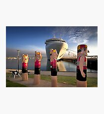 0747 Bollards and Silver Spirit - Geelong Photographic Print