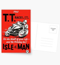 TT ISLE von MAN: Vintage Motorrad Racing Print Postkarten