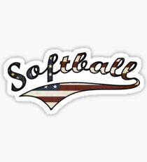 Softball American Flag Sticker