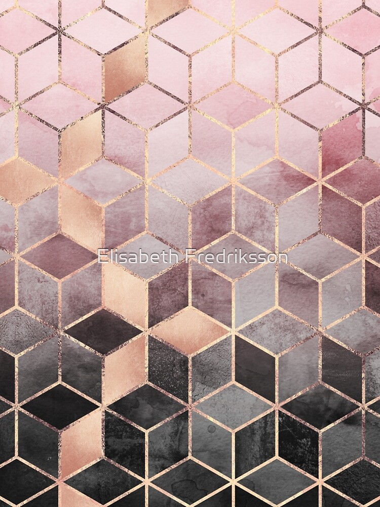 Pink And Grey Gradient Cubes by foto-ella