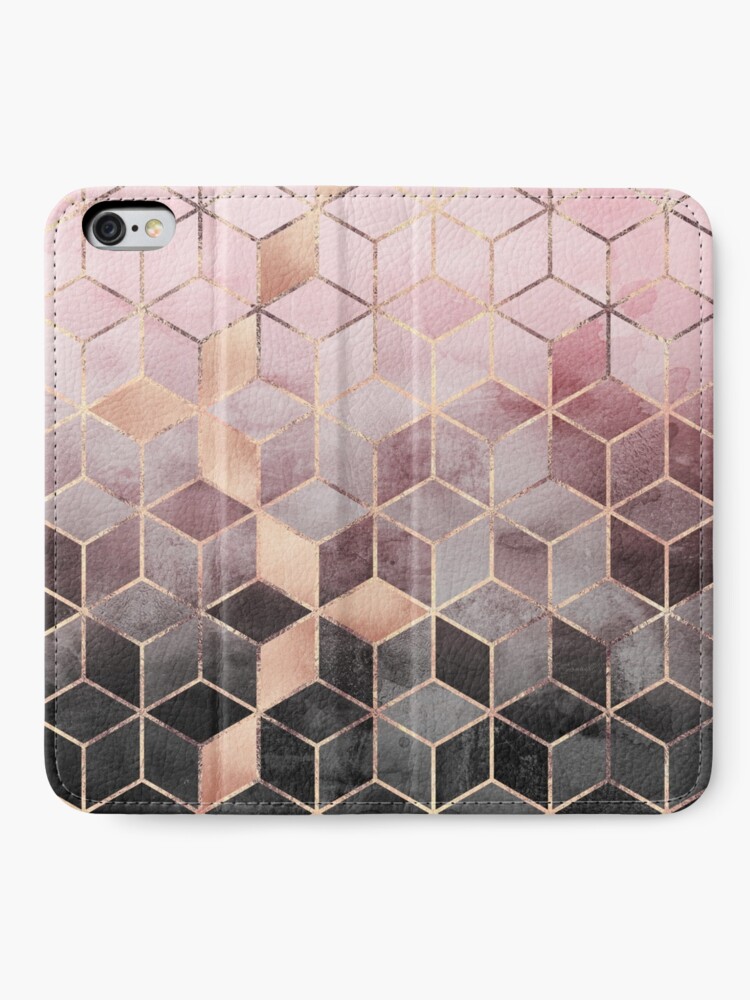 Alternate view of Pink And Grey Gradient Cubes iPhone Wallet