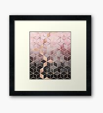 Pink And Grey Gradient Cubes Framed Print