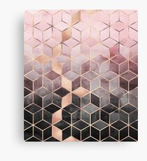 Pink And Grey Gradient Cubes Canvas Print