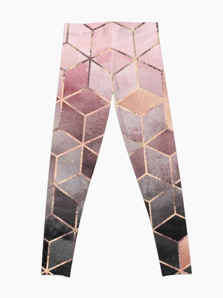Alternate view of Pink And Grey Gradient Cubes Leggings