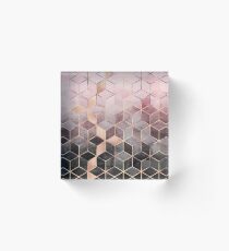 Pink And Grey Gradient Cubes Acrylic Block