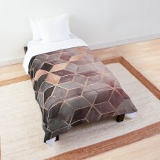 Pink And Grey Gradient Cubes Comforter