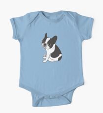 Say hello to the cute double hooded pied French Bulldog One Piece - Short Sleeve