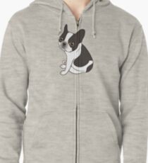 Say hello to the cute double hooded pied French Bulldog Zipped Hoodie