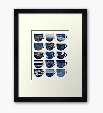Hübsche blaue Kaffeetassen Gerahmtes Wandbild