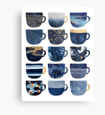 Pretty Blue Coffee Cups Metal Print