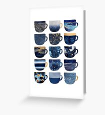 Pretty Blue Coffee Cups Greeting Card