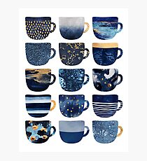 Hübsche blaue Kaffeetassen Fotodruck