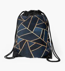Navy Stone Drawstring Bag