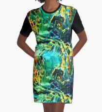 Emerald Sea Digital Graphic T-Shirt Dress