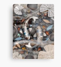Koi Fish Pond Metal Print