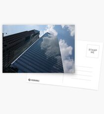 Sky and Sky - Toronto Skyscraper Reflecting Fluffy White Clouds Postcards