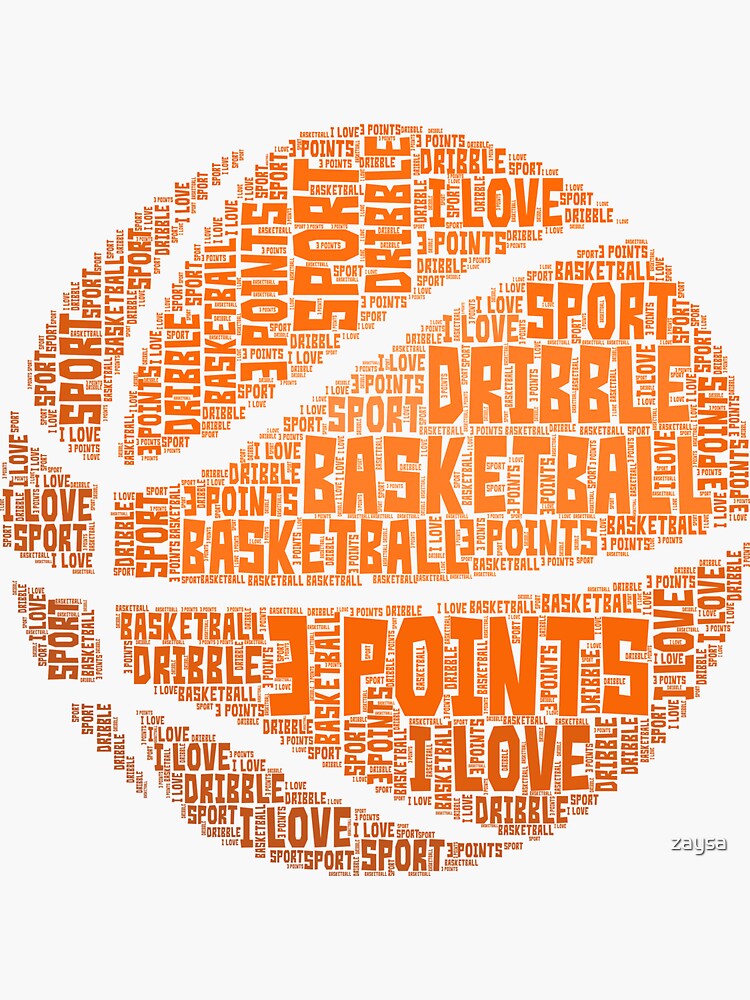 "Basketball Ball Word Cloud Sport" Sticker by zaysa  Redbubble