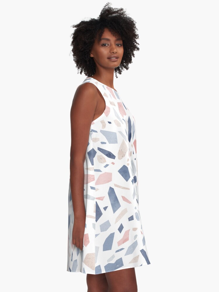 Alternate view of Terrazzo vintage pastel blue pink A-Line Dress