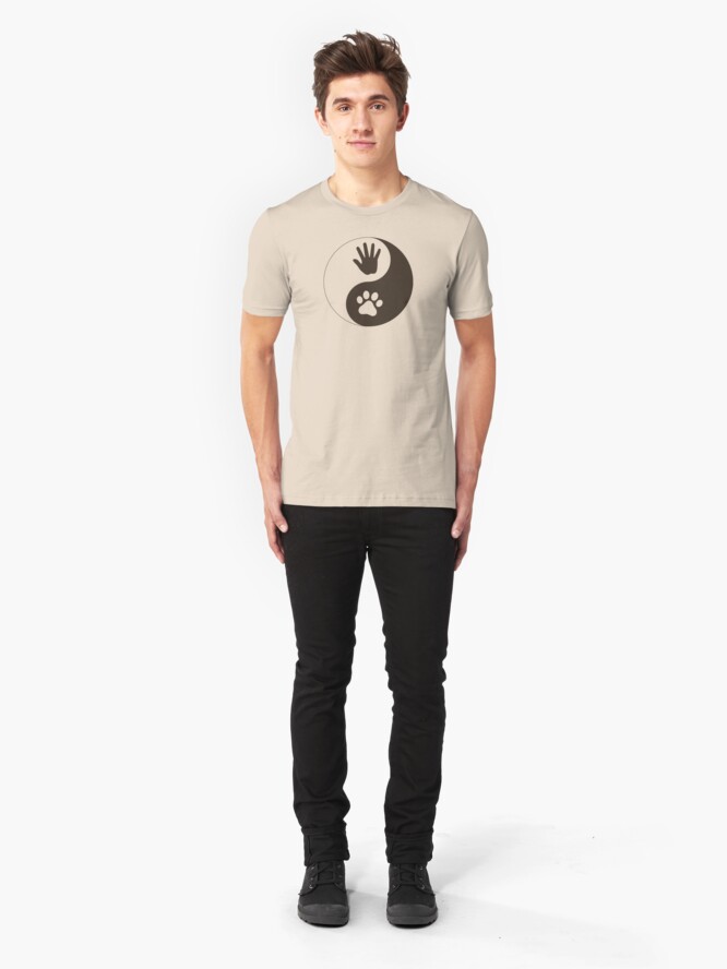 Alternate view of Yin Yang Hand Paw Slim Fit T-Shirt