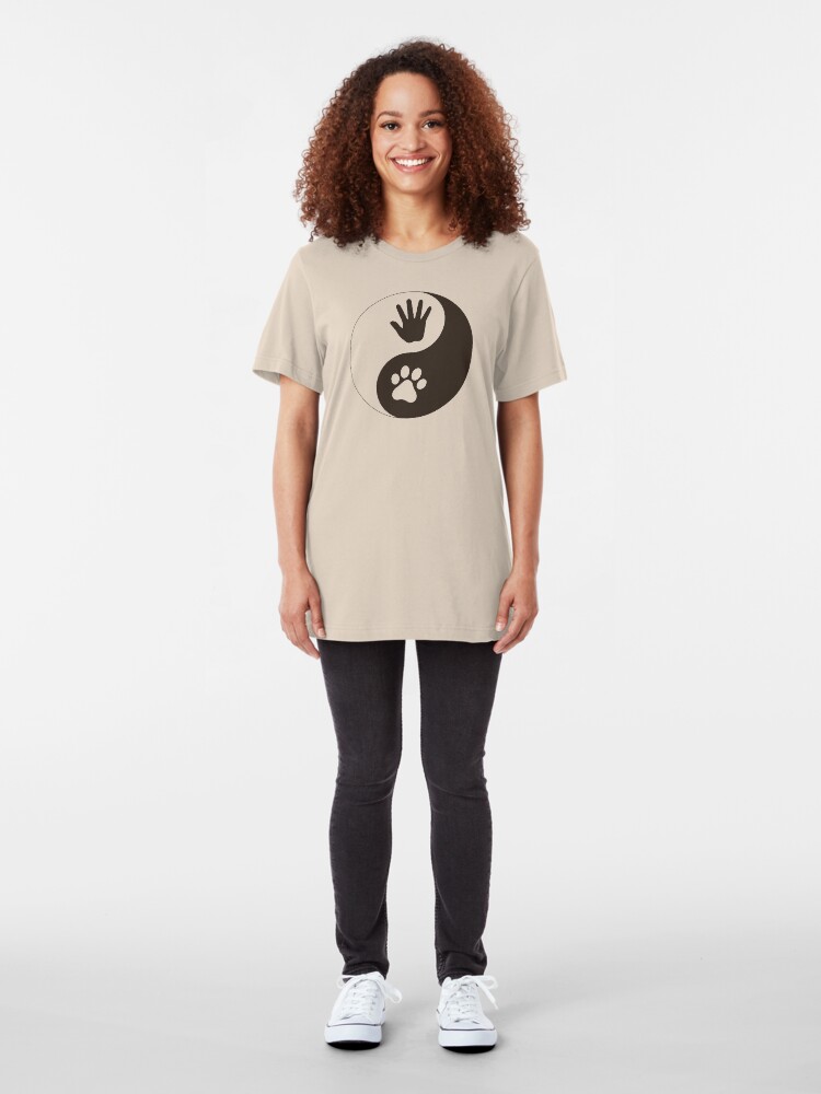 Alternate view of Yin Yang Hand Paw Slim Fit T-Shirt