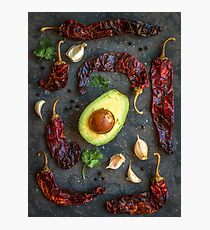 avocado, peppers, garlic and cilantro Photographic Print