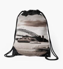 Back In The Day Harbour Bridge Drawstring Bag