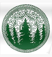 Pine Forest Mandala in Green Poster